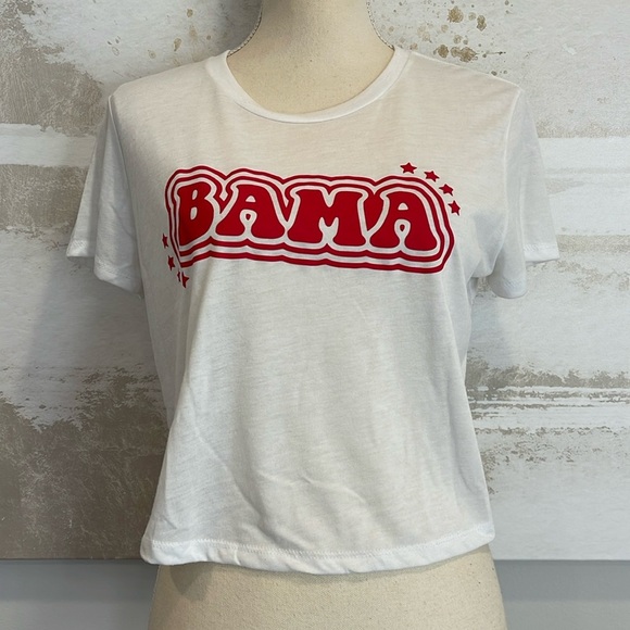 ALABAMA “BAMA” cropped white Tee - Picture 1 of 3